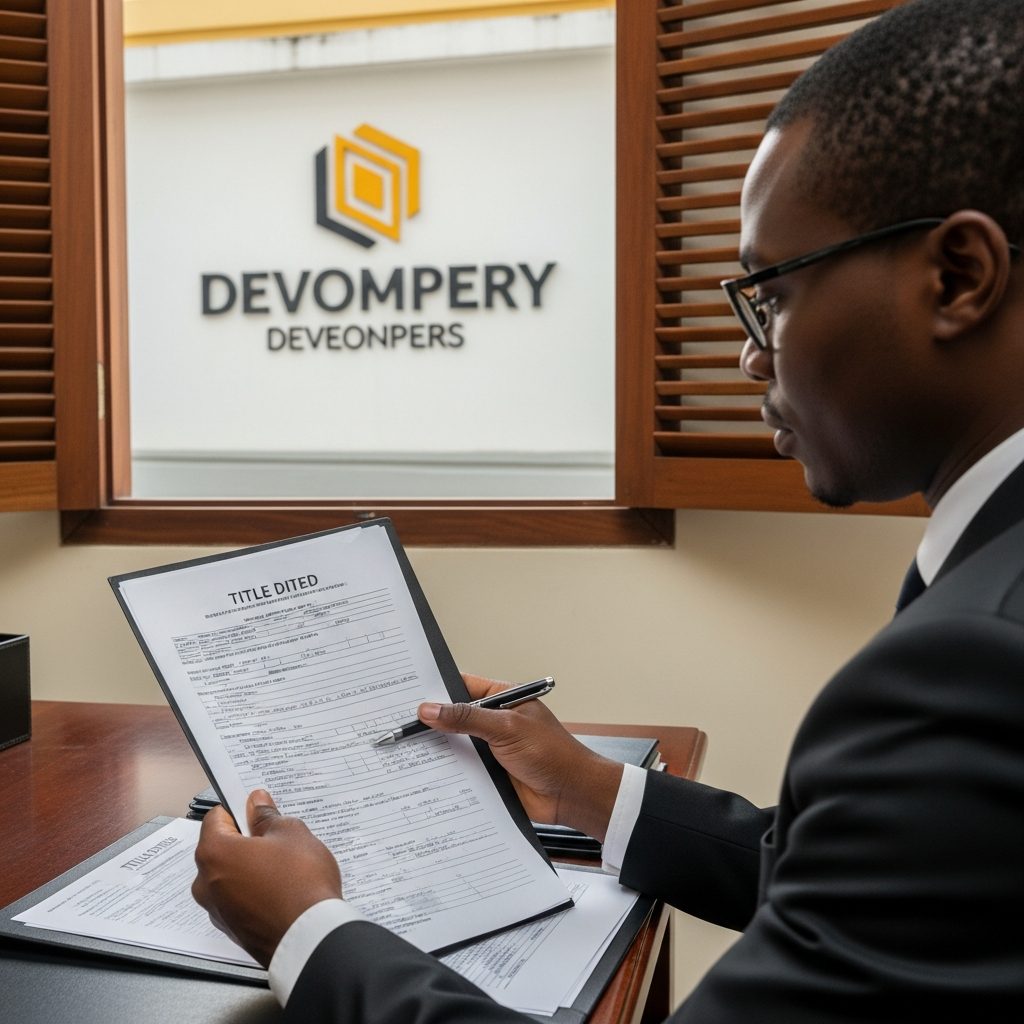 Work through six checks in sequence: developer track record, land title, building permit, the